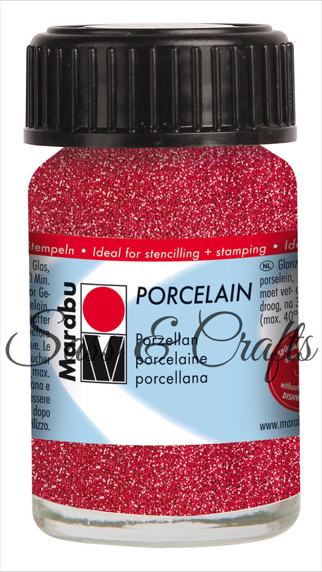 Porcelain Paint Glitter Red - 15ml