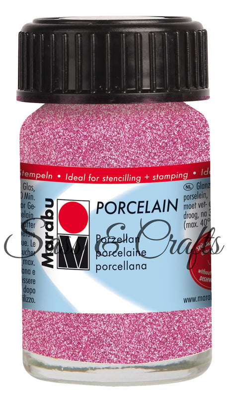 Porcelain Paint Glitter Rose Pink - 15ml