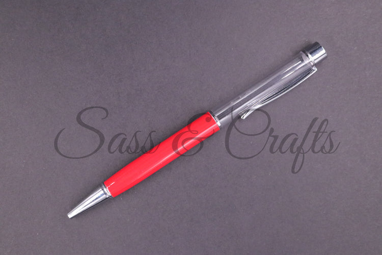Skinny Pearlescent Ball Point Pen - Hot Red