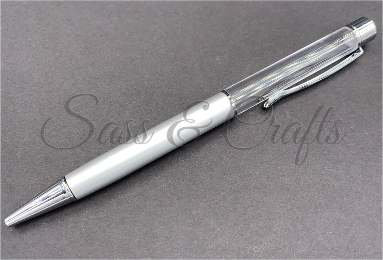 Skinny Metallic Ball Point Pen - Brushed Silver