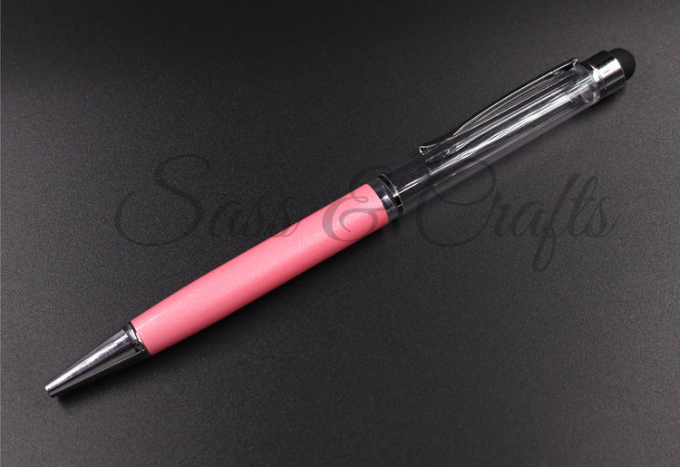 Skinny Ball Point Pen with Stylus - Pink