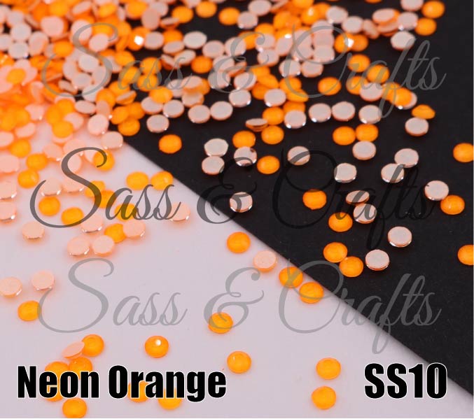Neon Orange Glass Rhinestones