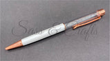 Skinny Pearlescent Ball Point Pen - Pearl White - Rose Gold