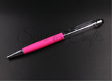Skinny Ball Point Pen with Stylus - Hot Pink