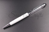 Skinny Ball Point Pen with Stylus - Pearl White