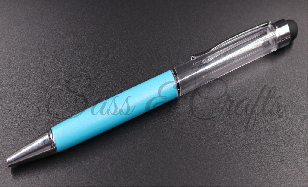 Skinny Ball Point Pen with Stylus - Sky Blue – Sass & Crafts, LLC