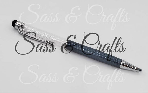 Skinny Ball Point Pen with Stylus - Sky Blue – Sass & Crafts, LLC